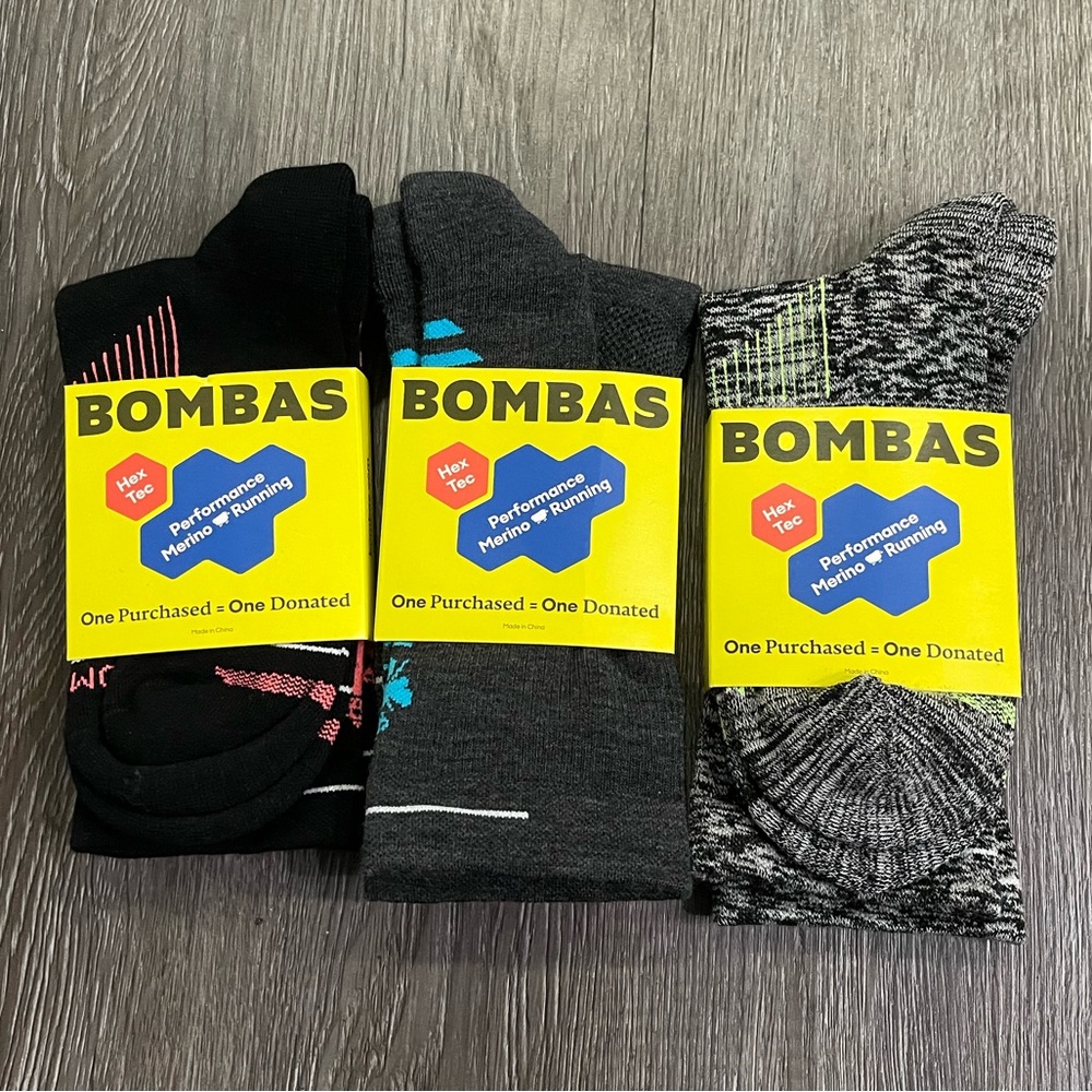 Bombas- NEW Men’s performance merino running socks- size Large